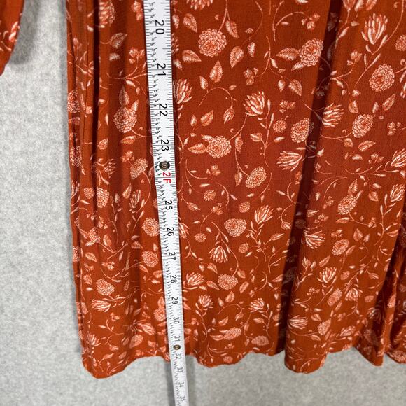 Ana Dress XS‎ Mini Flowy Boho Cowgirl Rodeo Skater Mediterranean Y2K Rust Burnt - Picture 6 of 12